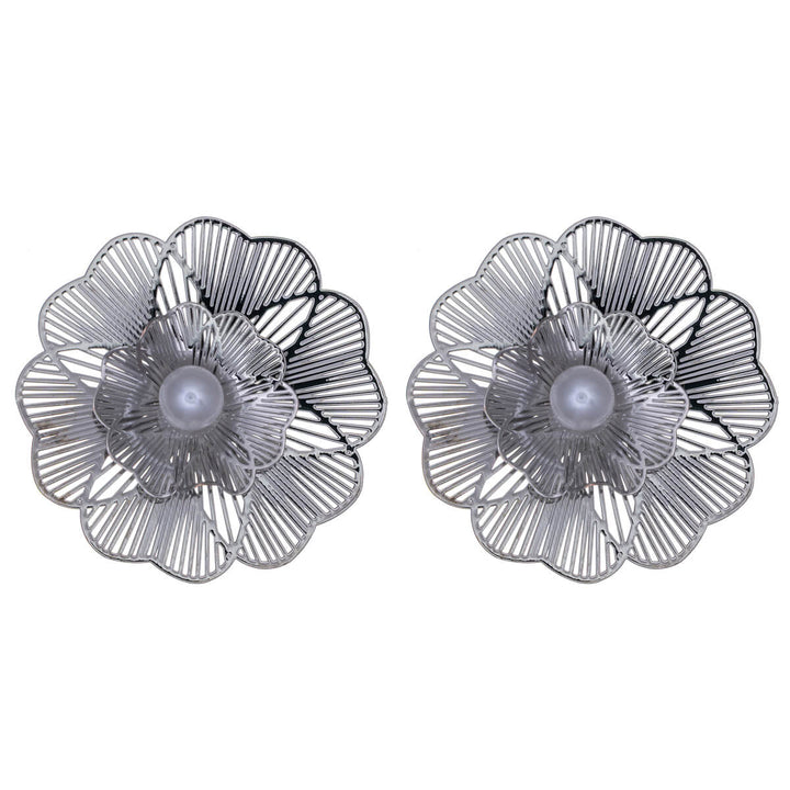 Steel flower earrings with bead (Steel 316L)