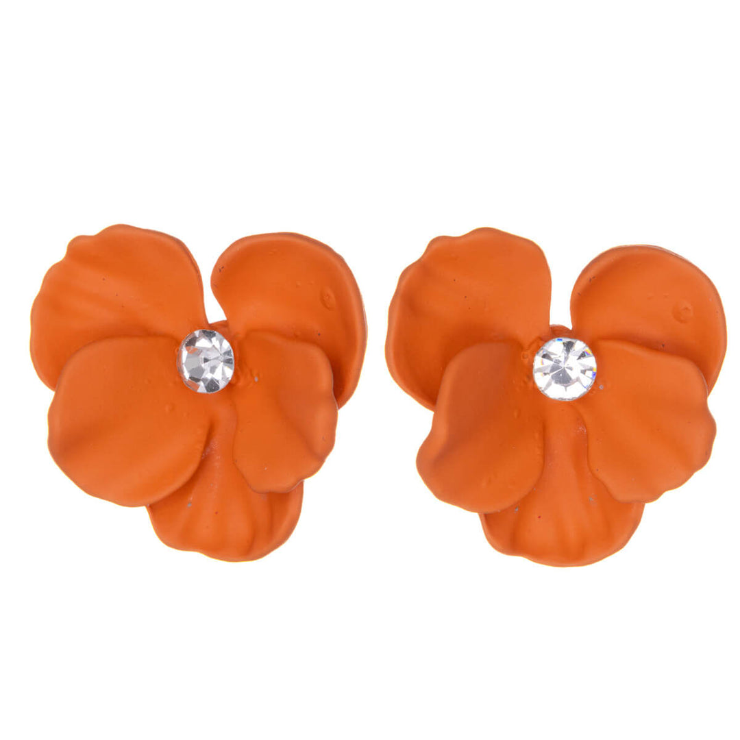 Colourful flower earrings with stone
