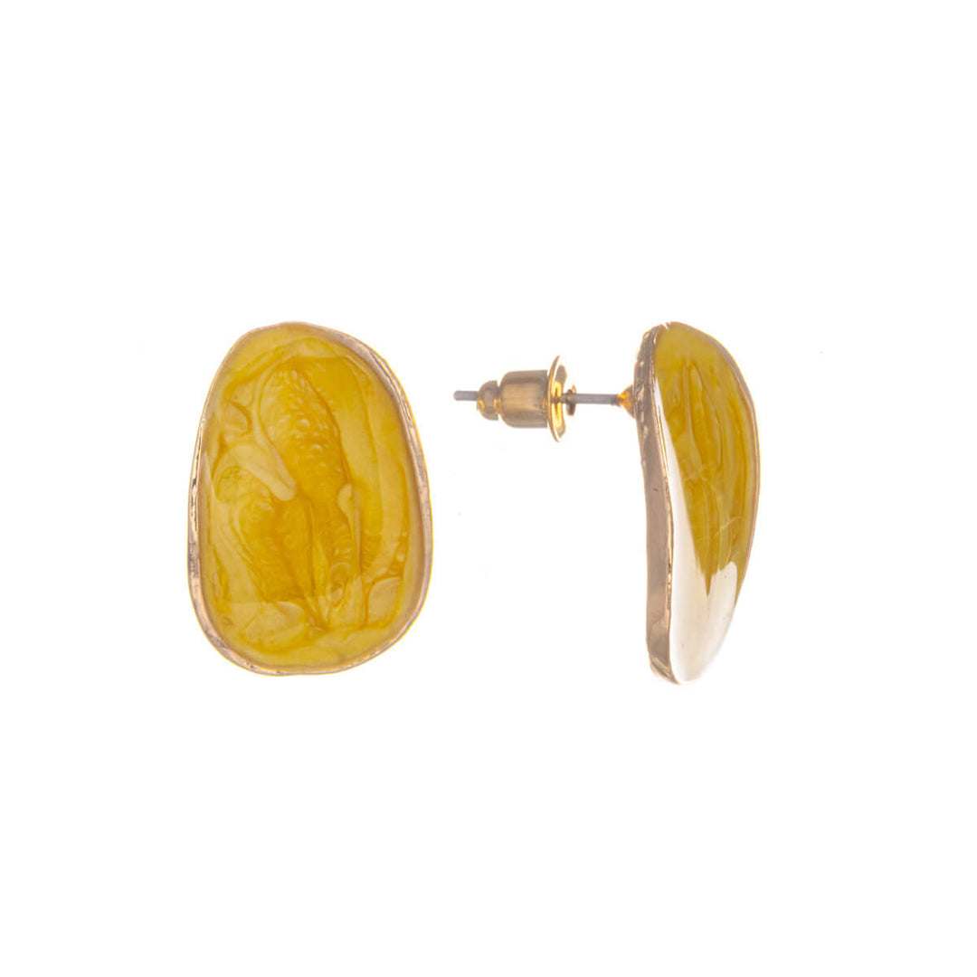 Örhängen i färgade ovaler med guldinfattning