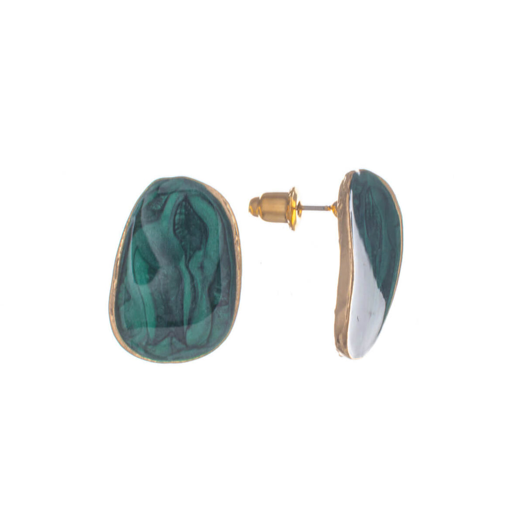 Örhängen i färgade ovaler med guldinfattning