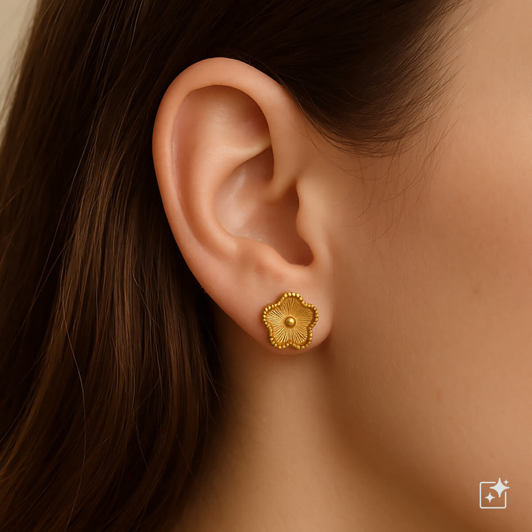 Platta blommiga örhängen (316L stål)