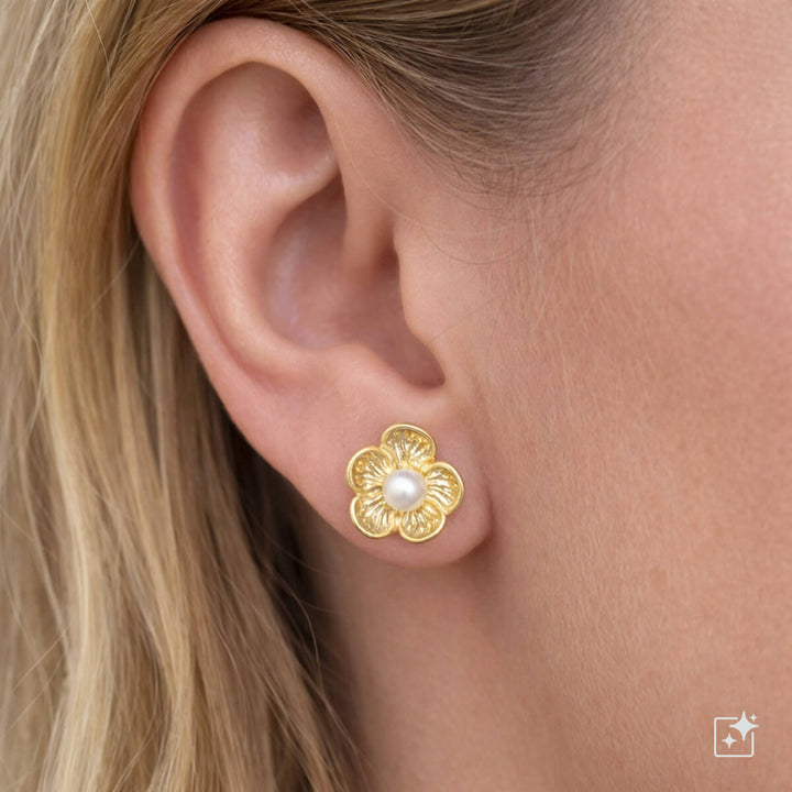 Siro kukkakorvakoru helmellä (Teräs 316L)