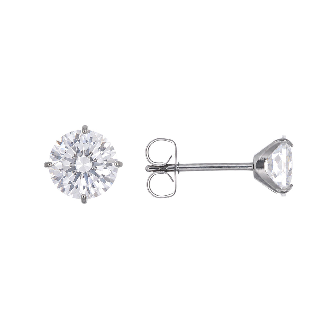 Titanium zirconia earrings 6mm (Titanium G23)