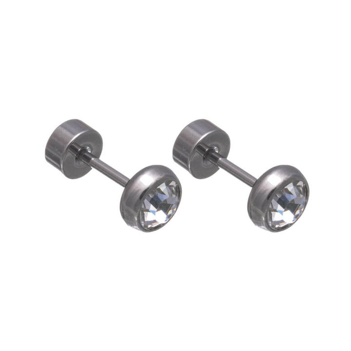 Titanium Crystal Stud Earrings 5mm – Screw Lock (G23)