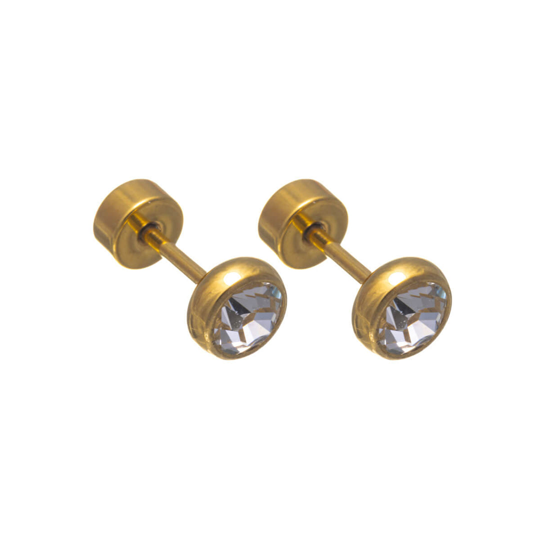 Titanium Crystal Stud Earrings 5mm – Screw Lock (G23)