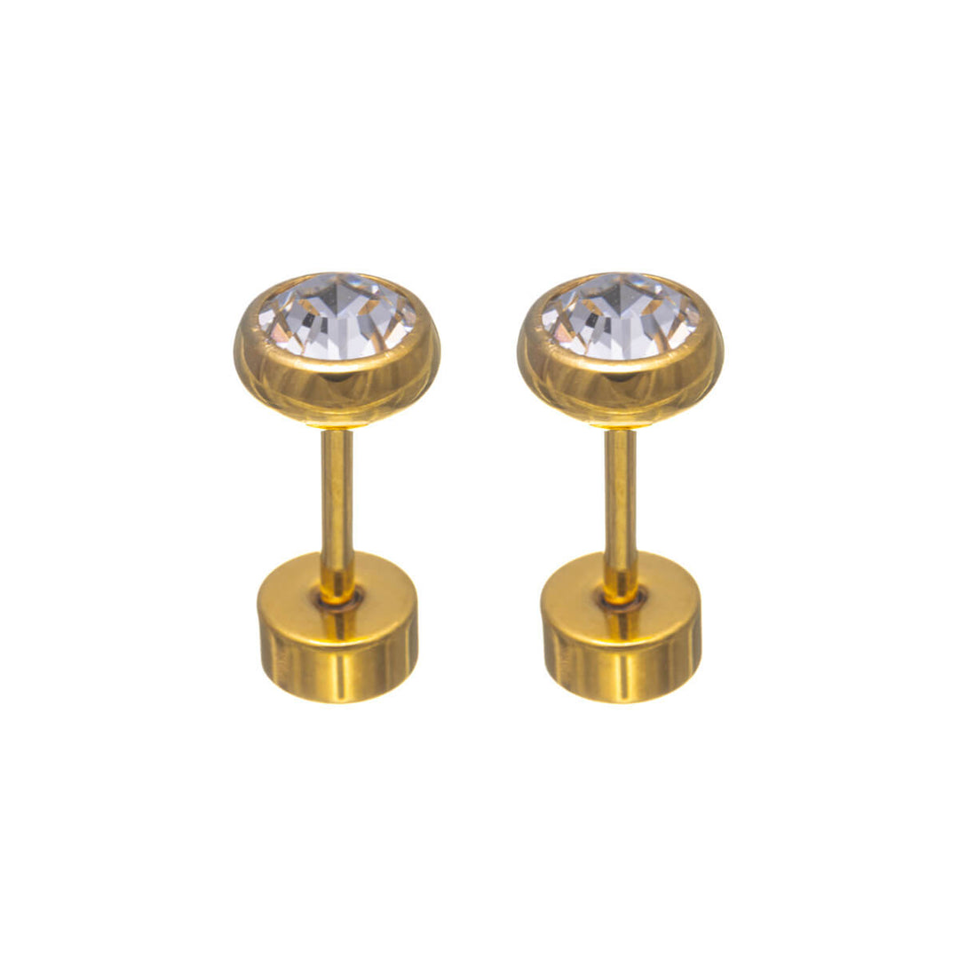 Titanium Crystal Stud Earrings 5mm – Screw Lock (G23)