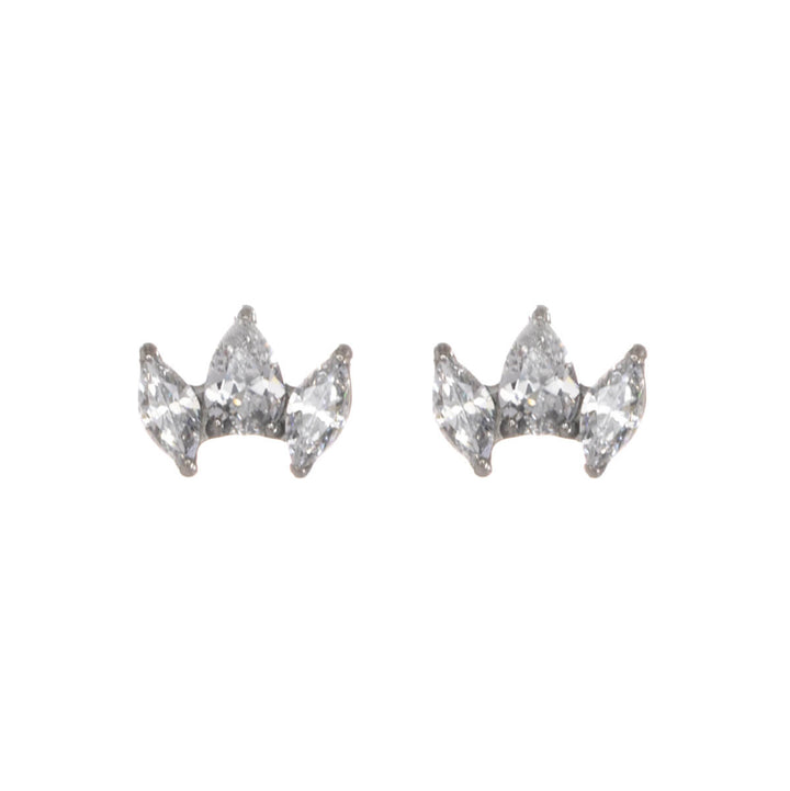 Titanium curved stud earrings with marquise-cut zirconia, 5.5 mm (G23)