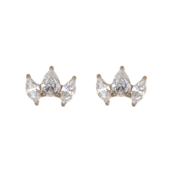 Titanium curved stud earrings with marquise-cut zirconia, 5.5 mm (G23)