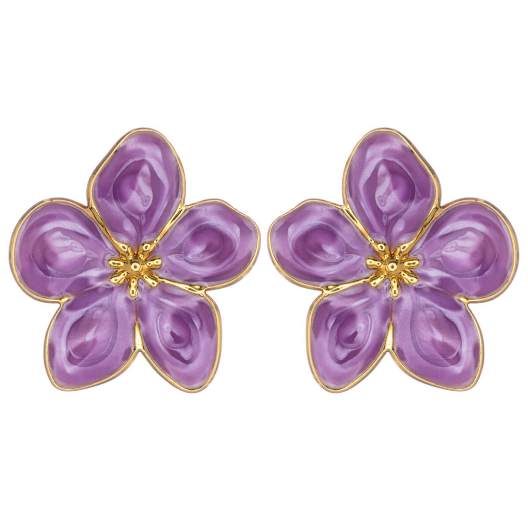 Färgade blommörhängen i förgylld stål (316L-stål)