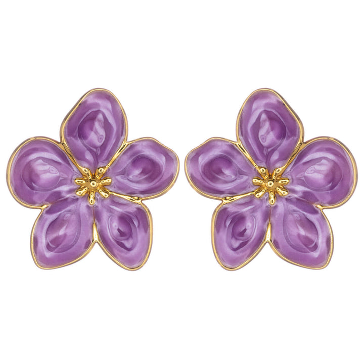 Färgade blommörhängen i förgylld stål (316L-stål)