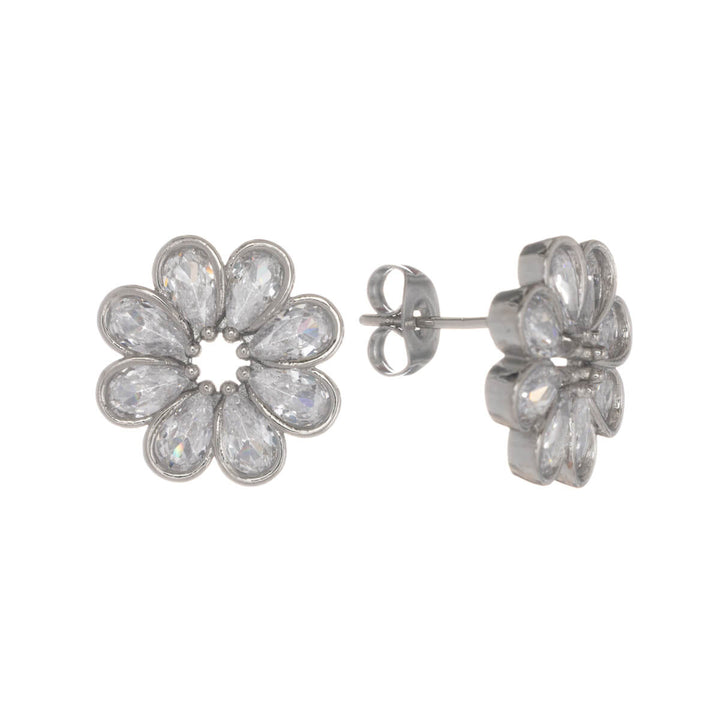Sparkling flower earrings with glass stones
