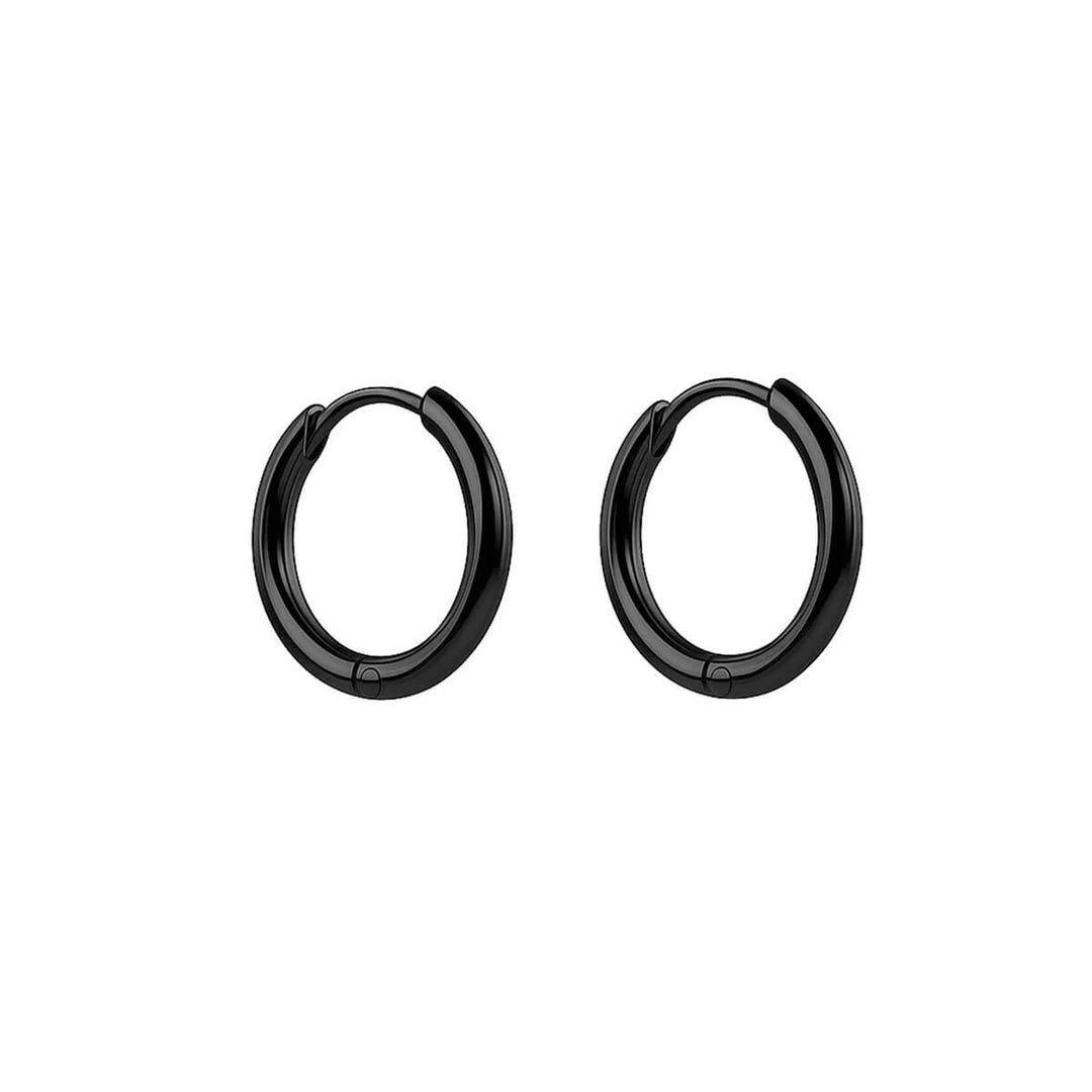 Black small steel ear rings, set of 3 pairs (8 mm, 10 mm & 12 mm)