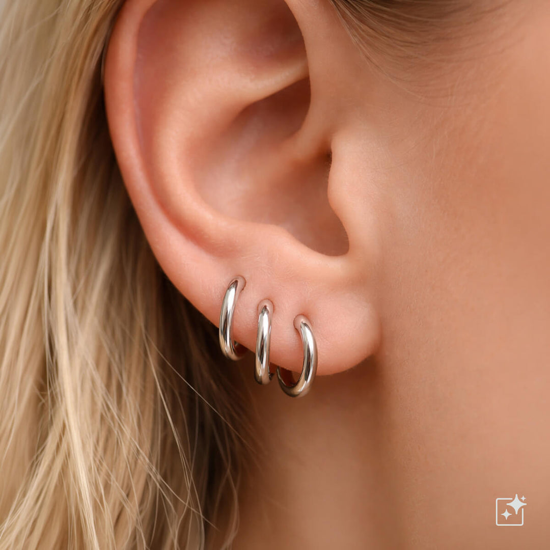 Small ear rings, steel earrings 10 mm (steel 316L)