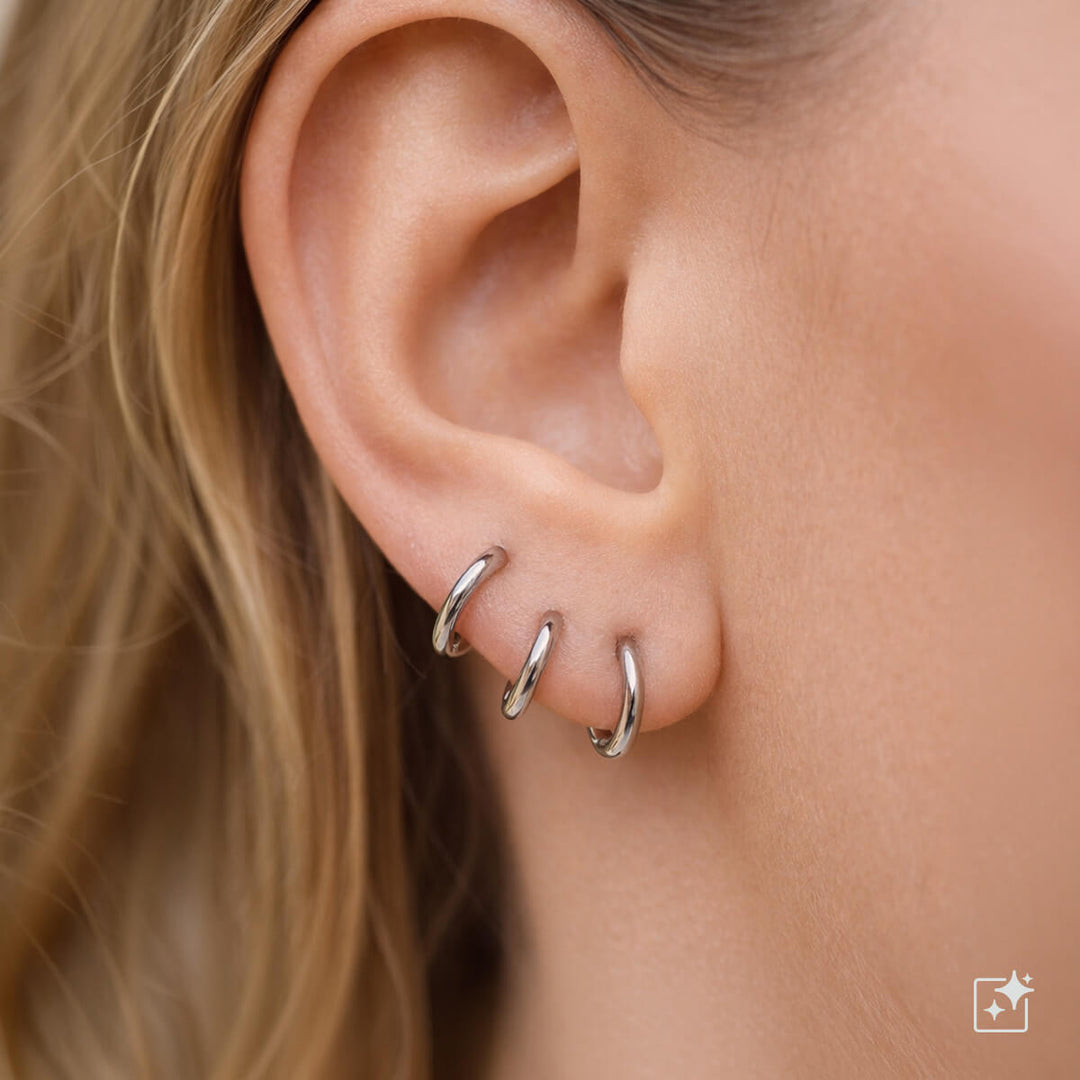 Small ear rings steel earrings 8mm (Steel 316L)