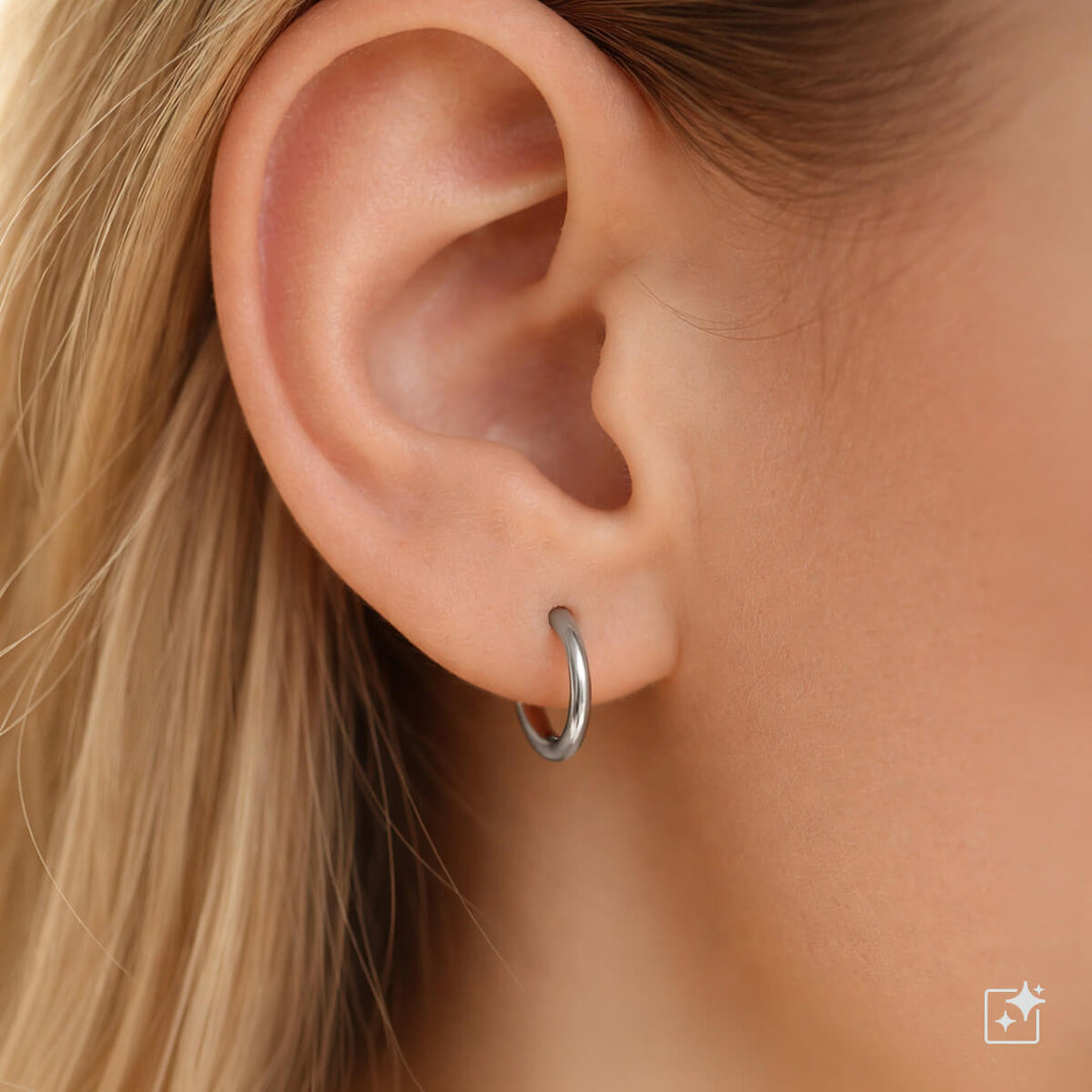 Small ear rings steel earrings 12mm (Steel 316L)