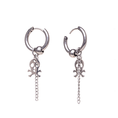Skull pendant earrings ring earrings (Steel 316L)