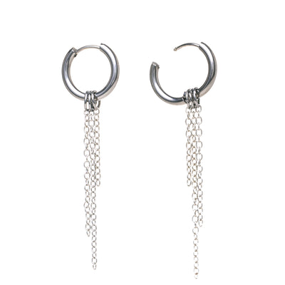 Chain pendant earrings ring earrings (Steel 316L)