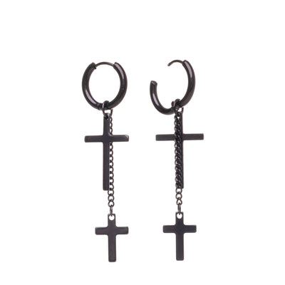 Cross pendant earrings ring earrings (Steel 316L)