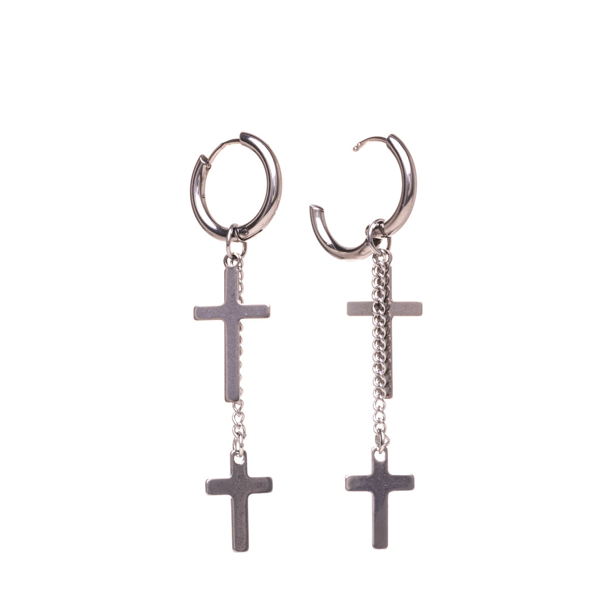Cross pendant earrings ring earrings (Steel 316L)