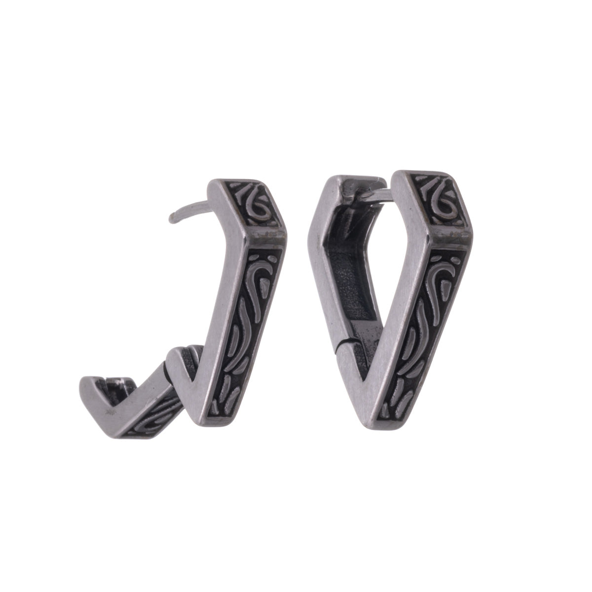 V-shaped textured earrings (Steel 316L)