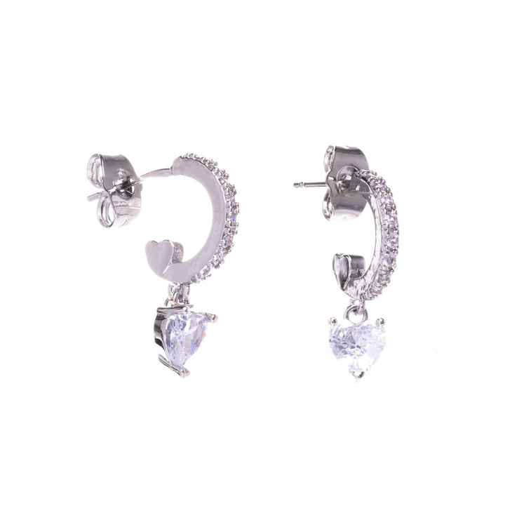 Zirconia heart pendant earrings earrings