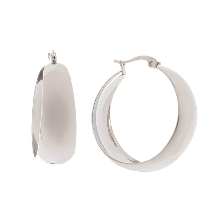 Curved wide steel earrings 3cm (Steel 316L)