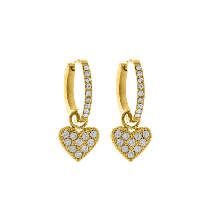 Heart pendant earrings with stone ring earrings (Steel 316L)