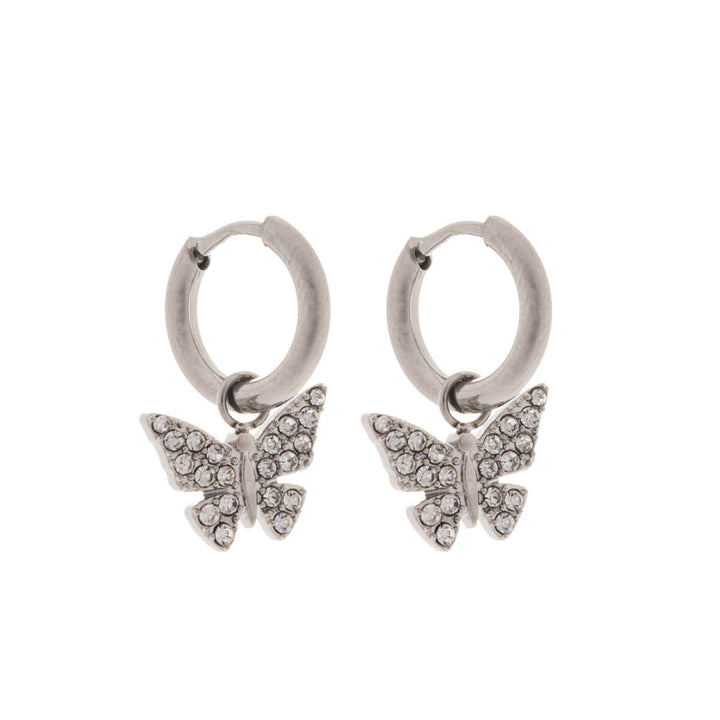 Butterfly pendant earrings ring earrings (Steel 316L)