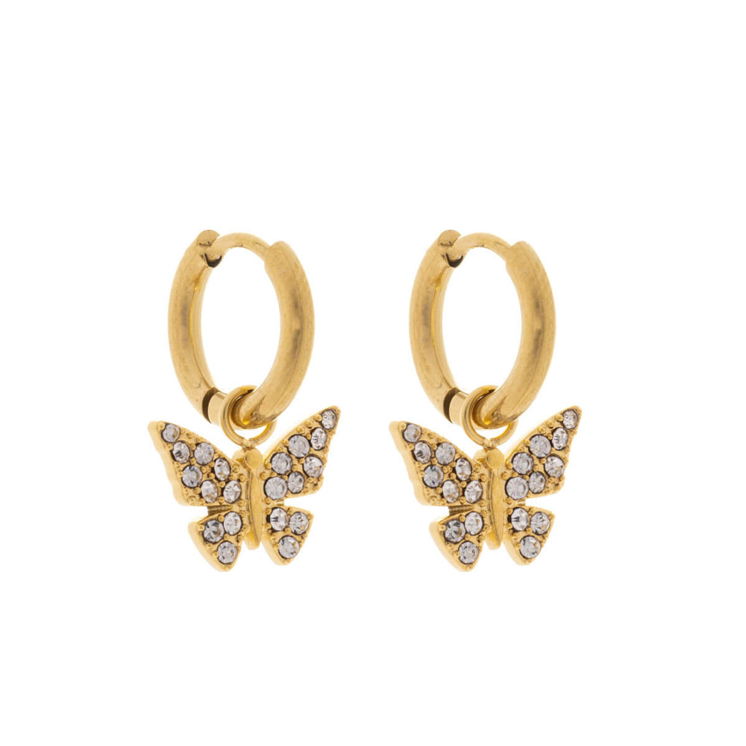 Butterfly pendant earrings ring earrings (Steel 316L)