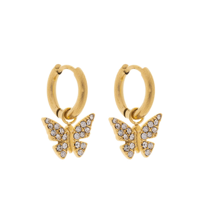 Butterfly pendant earrings ring earrings (Steel 316L)