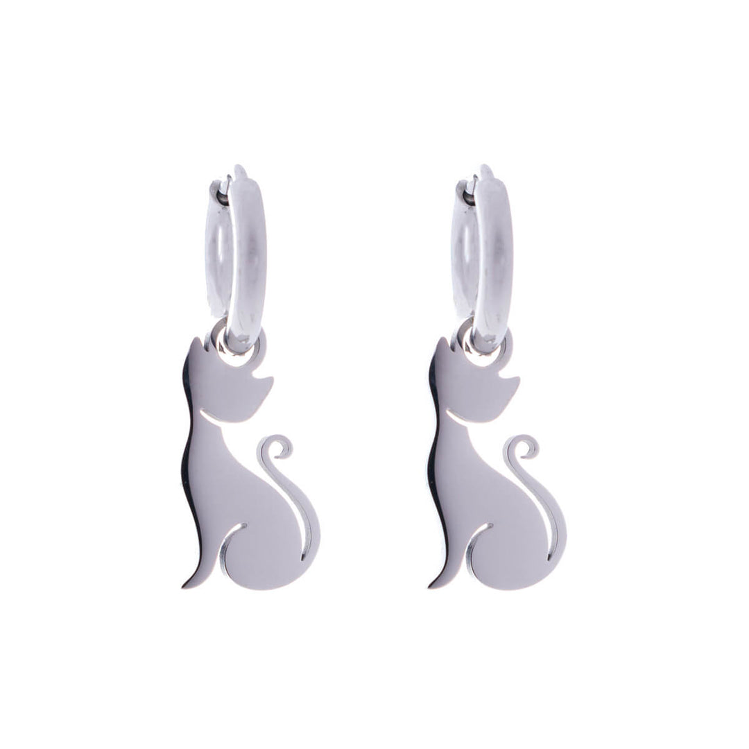 Cat pendant earrings earrings (Steel 316L)