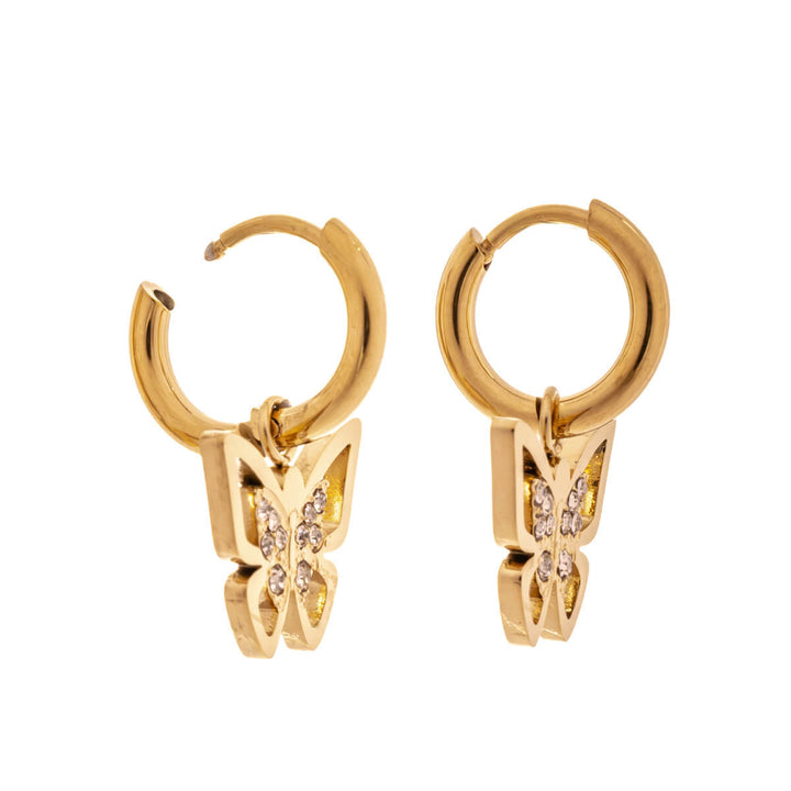 Örhängen med stenfjärilshänge (Stål 316L)