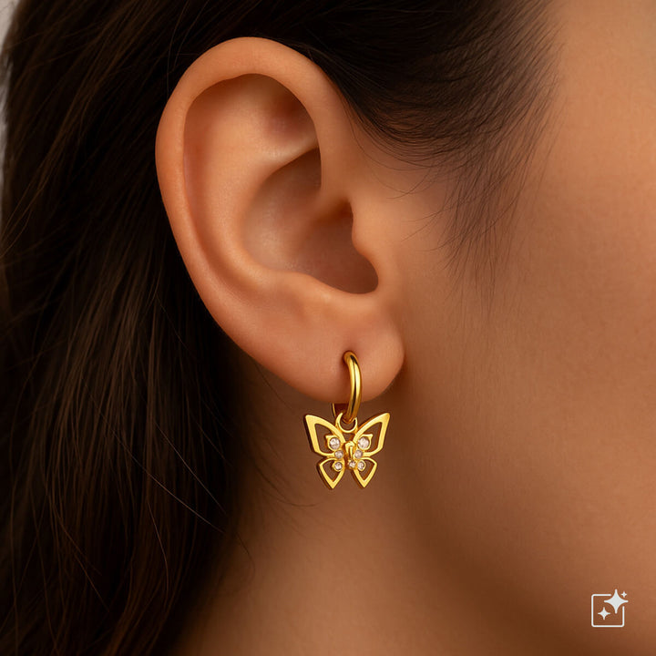 Örhängen med stenfjärilshänge (Stål 316L)