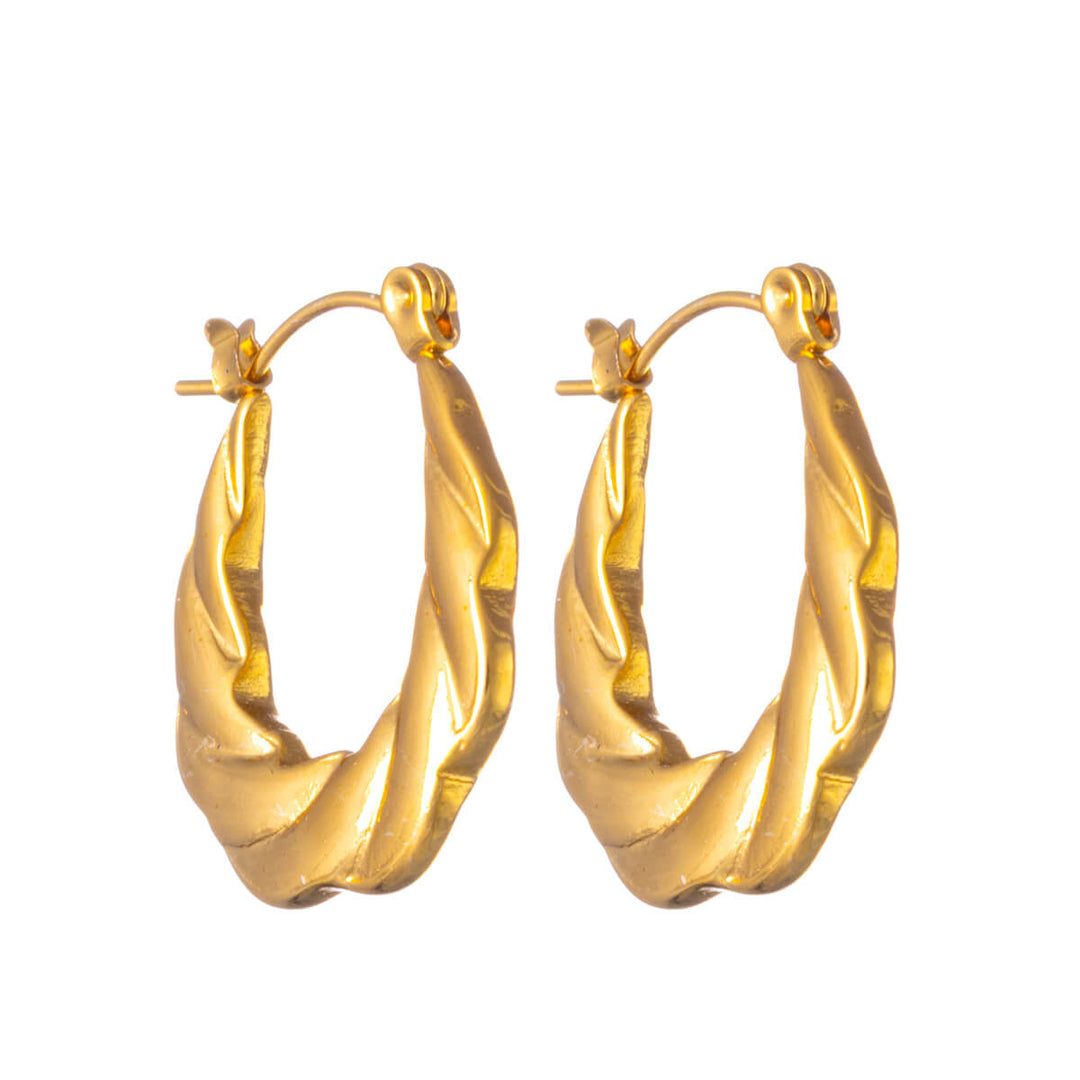 Örhängen ovala i texturerat stål (Stål 316L)