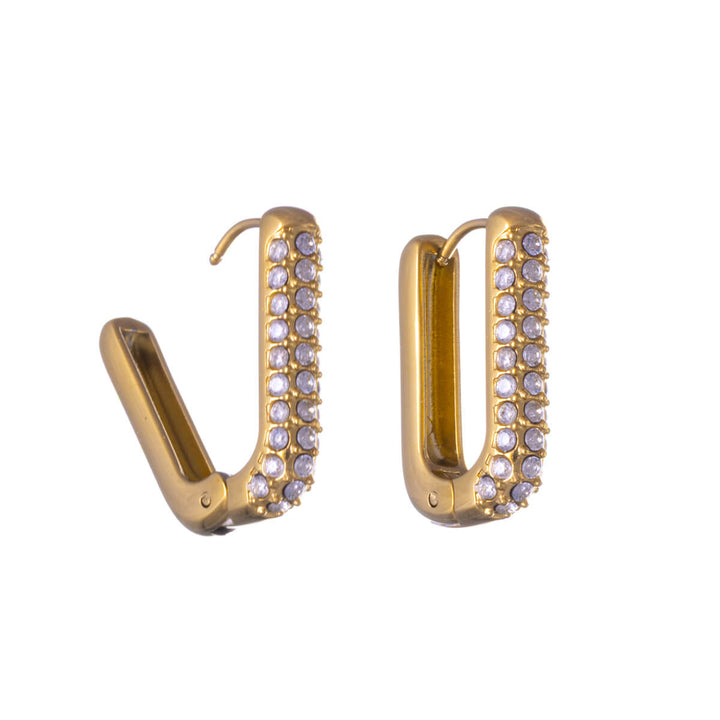 Fyrkantiga örhängen i sten (Stål 316L)