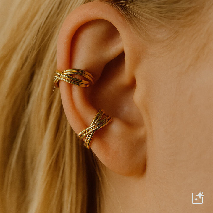 Double row cross ear cuff ear cuff 2pcs