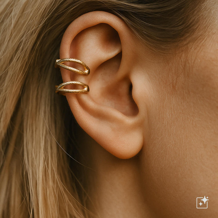 Double row cross ear cuff ear cuff 2pcs