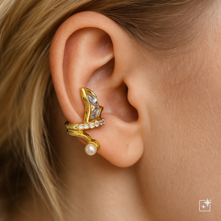 Twisting decorated rustic ear cuff