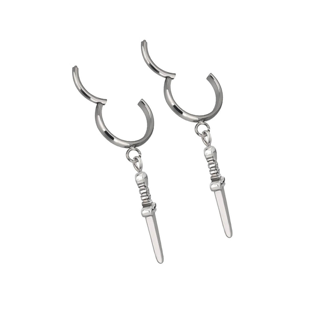 Titanium earrings with sword pendant (Titanium G23)