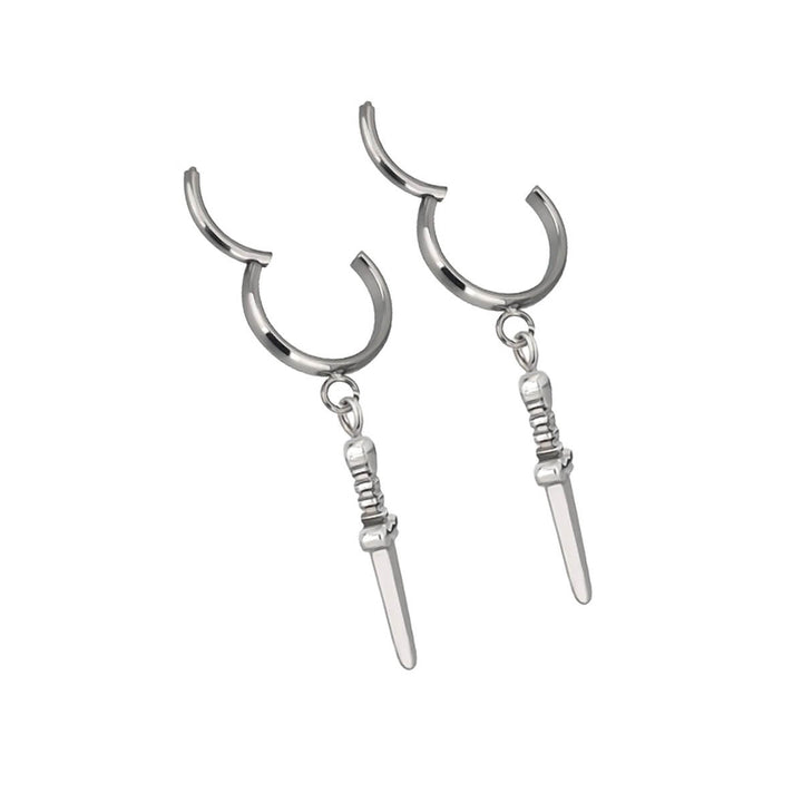 Titanium earrings with sword pendant (Titanium G23)