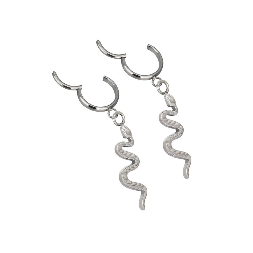 Titanium earrings snake pendant (Titanium G23)