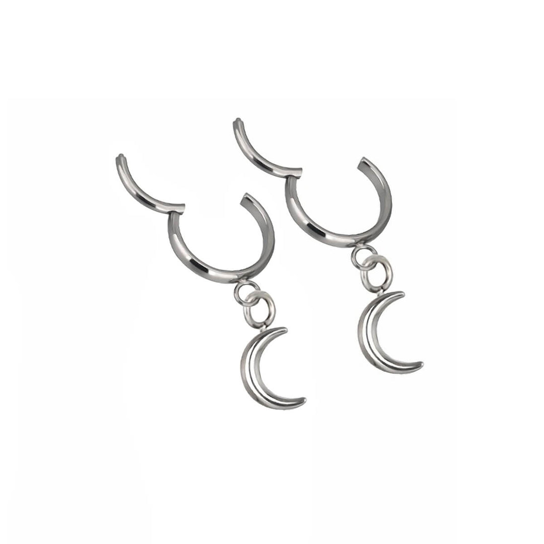 Titanium earrings crescent pendant (Titanium G23)