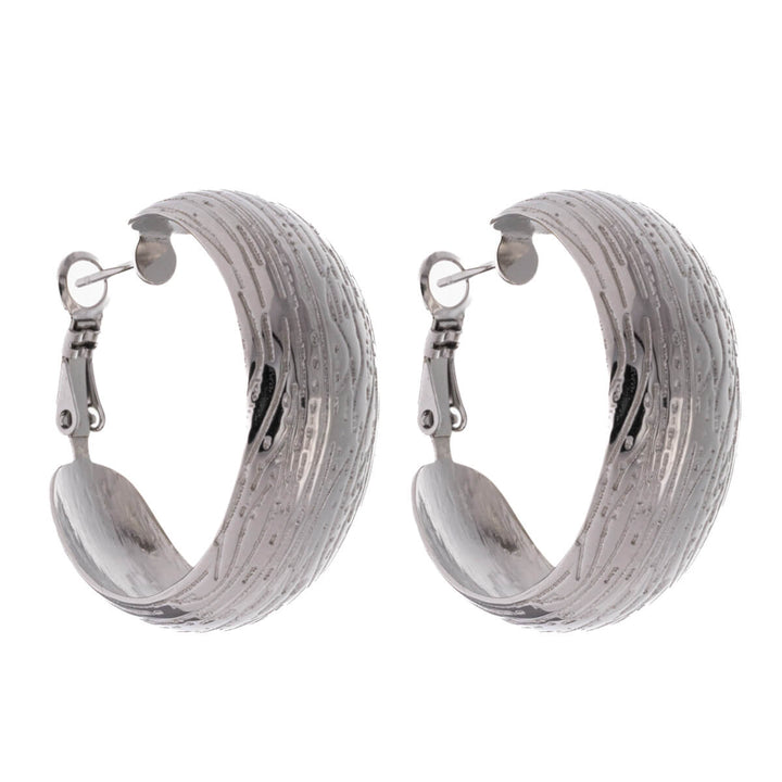 Textured wide earrings 3cm (Steel 316L)