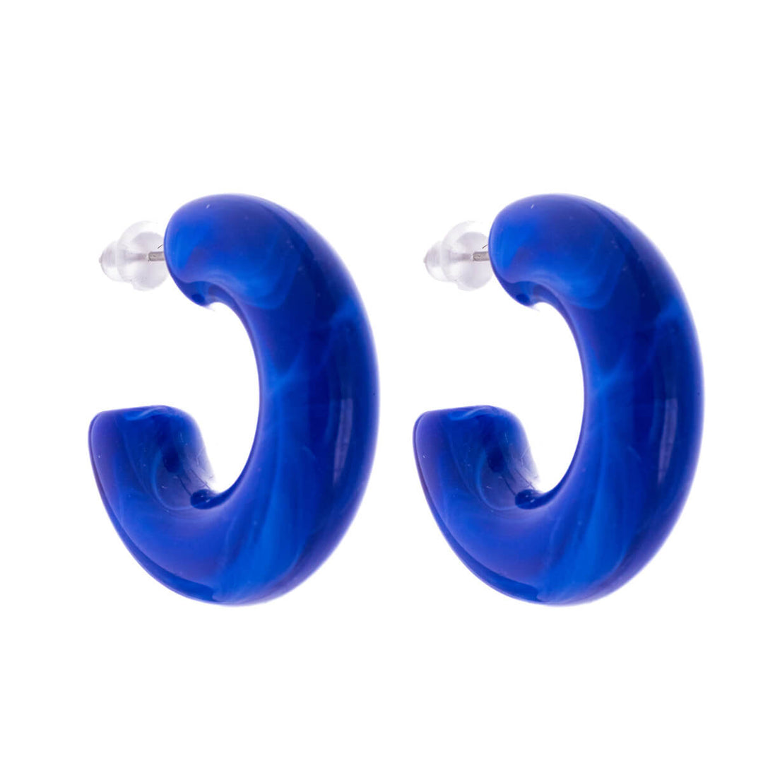 Marble-patterned plastic earrings (316L steel)