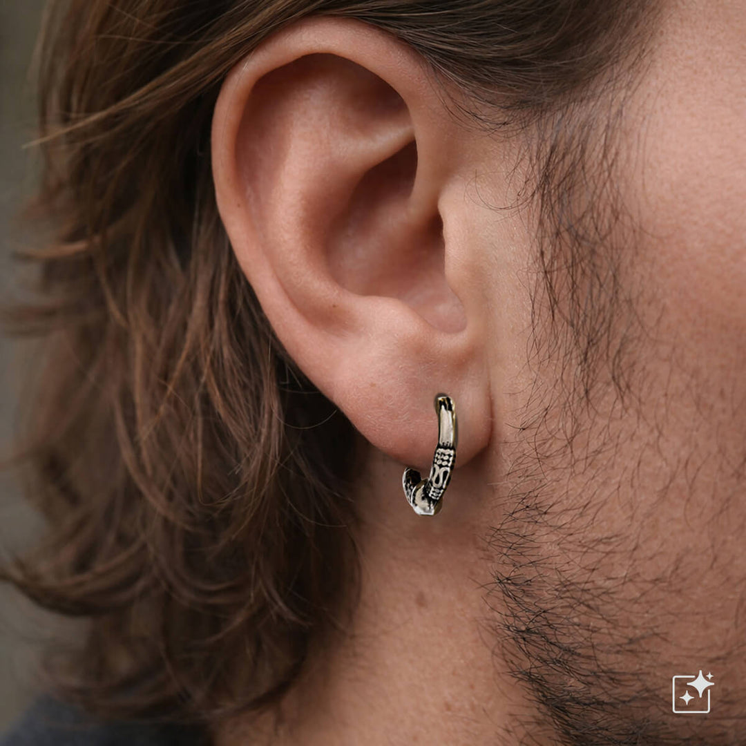 Koristeltu korvarengas pallolla – kirurginteräs