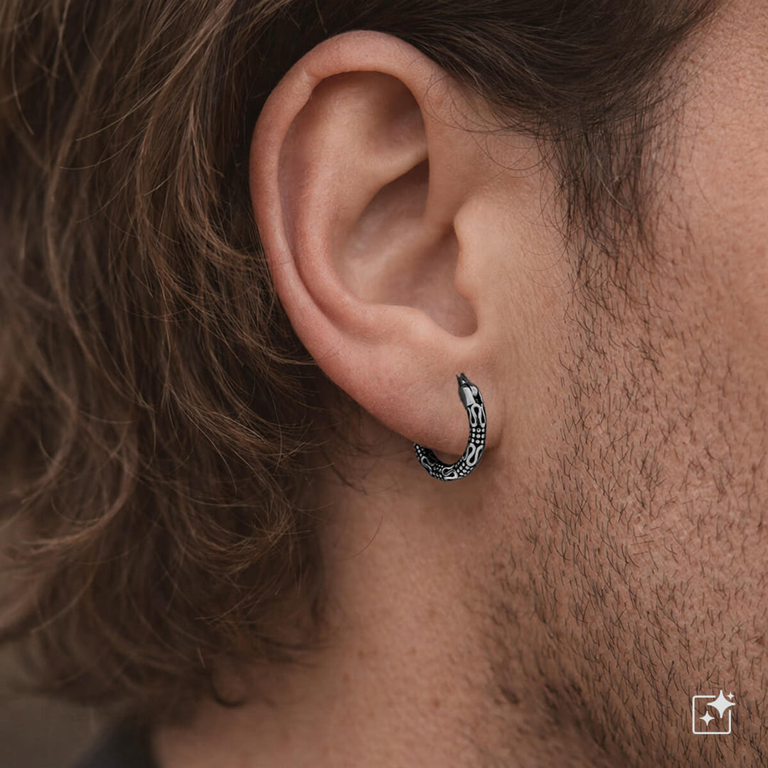 Miesten koristeltu korvarengas – kirurginteräs