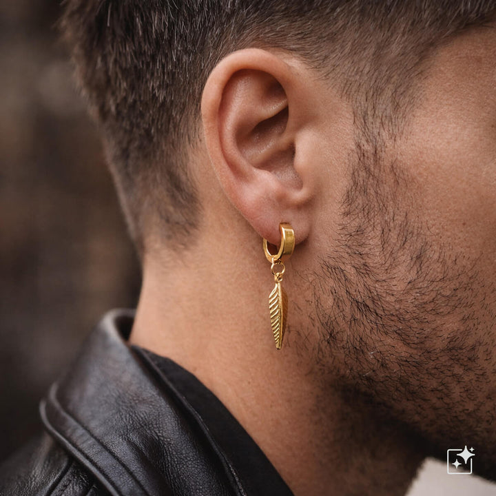 Korvarengas sulka-riipuksella – kirurginteräs (316L)