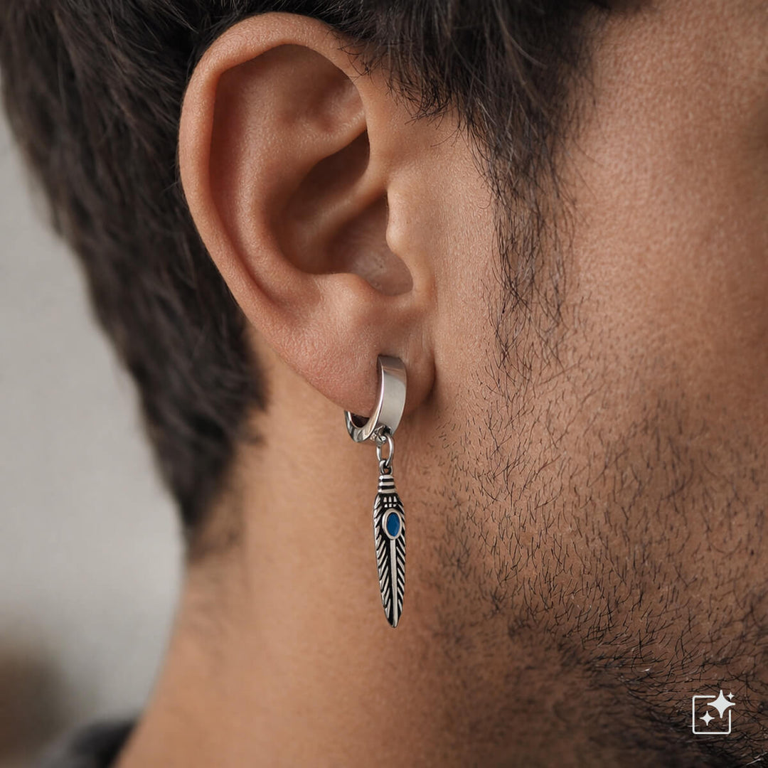 Clip-on örhängen med blå detalj – kirurgiskt stål (316L)