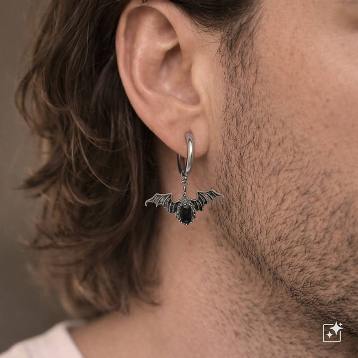 Bat ear cuffs with black stone – surgical steel (316L)