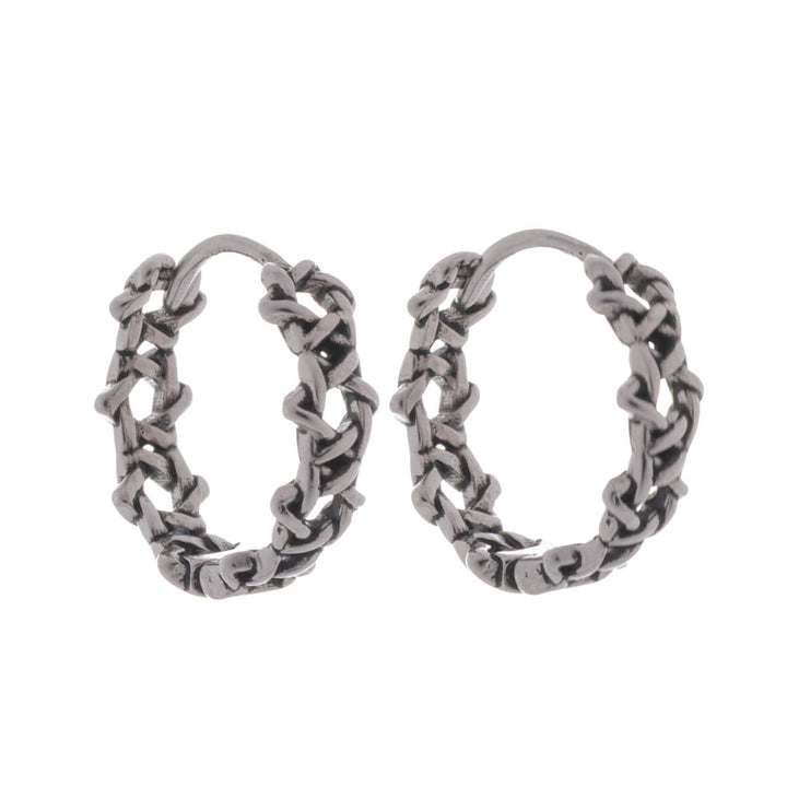 Braided spike pattern earrings 12mm – Surgical steel (316L)